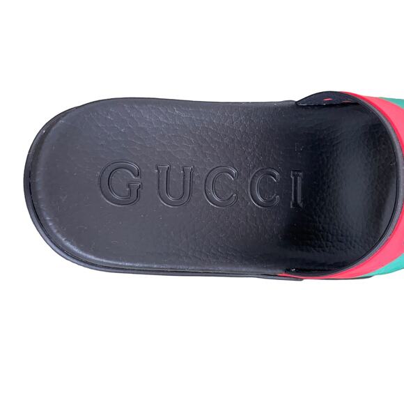 GUCCI Authentic Men's Interlocking G Slide Sandal Black Green Sz 10 |US 10.5 NEW - Picture 10 of 16